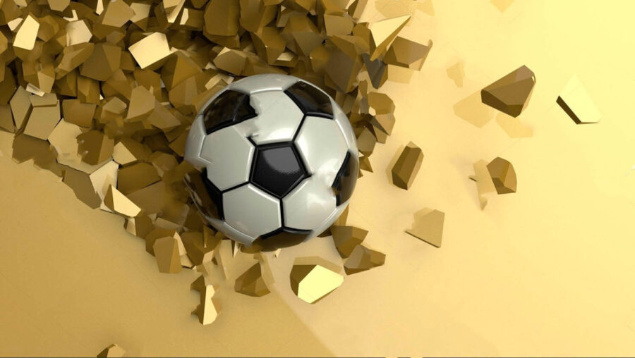 Fußball in einem Scherbenhaufen