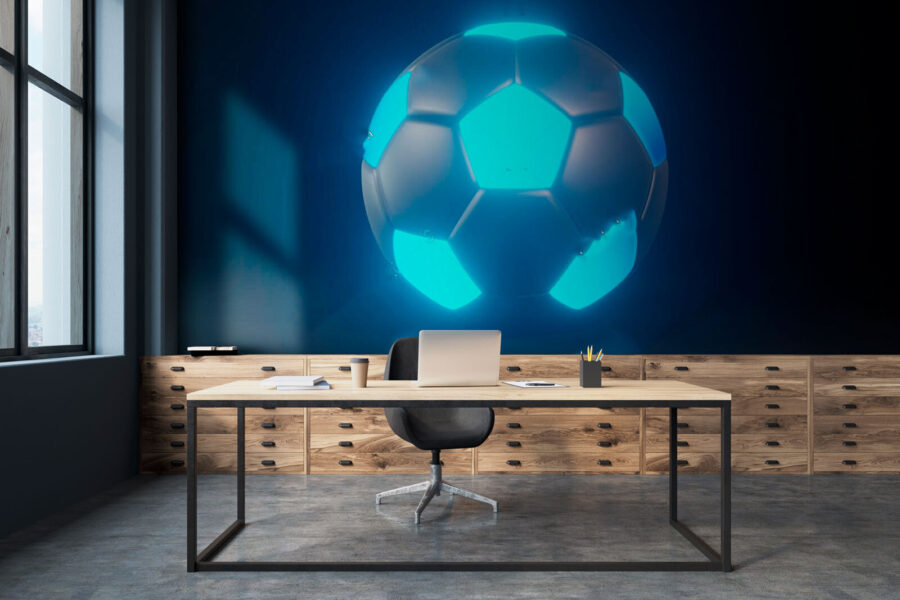 Fußball mit blauen Lichtern