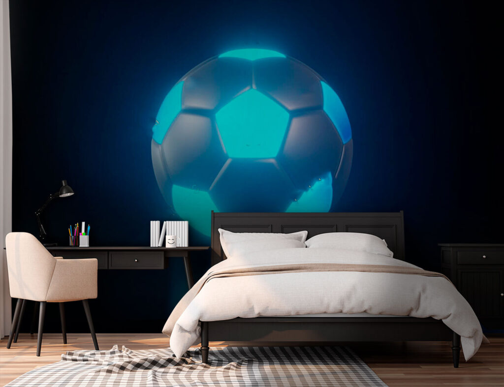 Football ball with blue lights