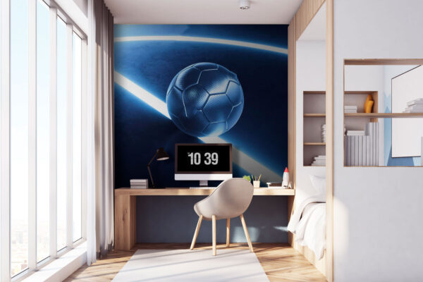 Fußball auf einer blauen Fläche Fußball auf einer blauen Fläche