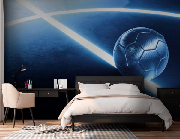 Fußball auf einer blauen Fläche Fußball auf einer blauen Fläche