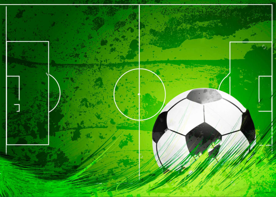 Fußball auf einem grünen Feld
