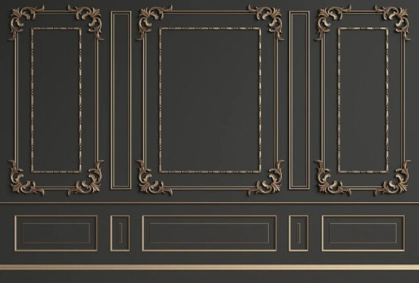 Elegante verschnörkelte Wandgestaltung in dunklen Tönen Elegante verschnörkelte Wandgestaltung in dunklen Tönen