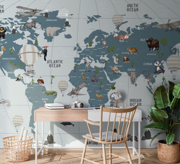 Karte der Welt mit Tieren Karte der Welt mit Tieren