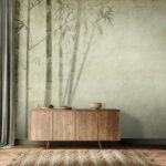 Fototapeten Gruppe von Bambusbäumen