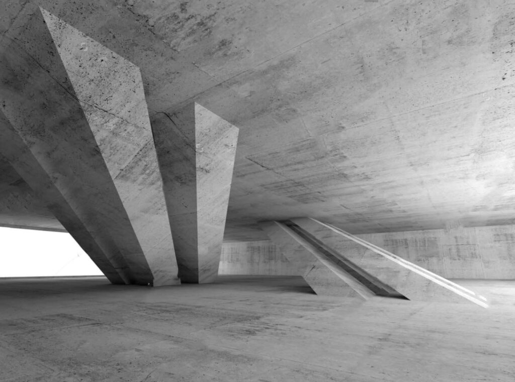 Betonsaal mit Säulen Betonsaal mit Säulen
