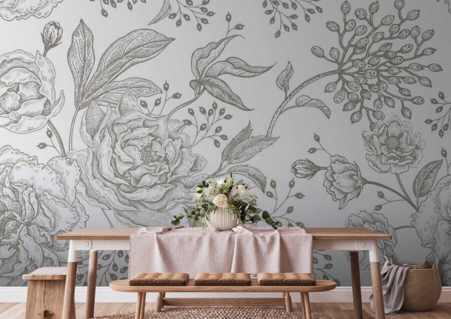 Zartes florales Muster auf hellem Hintergrund