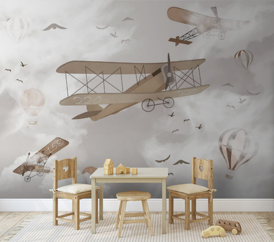 Gruppe von Flugzeugen am Himmel