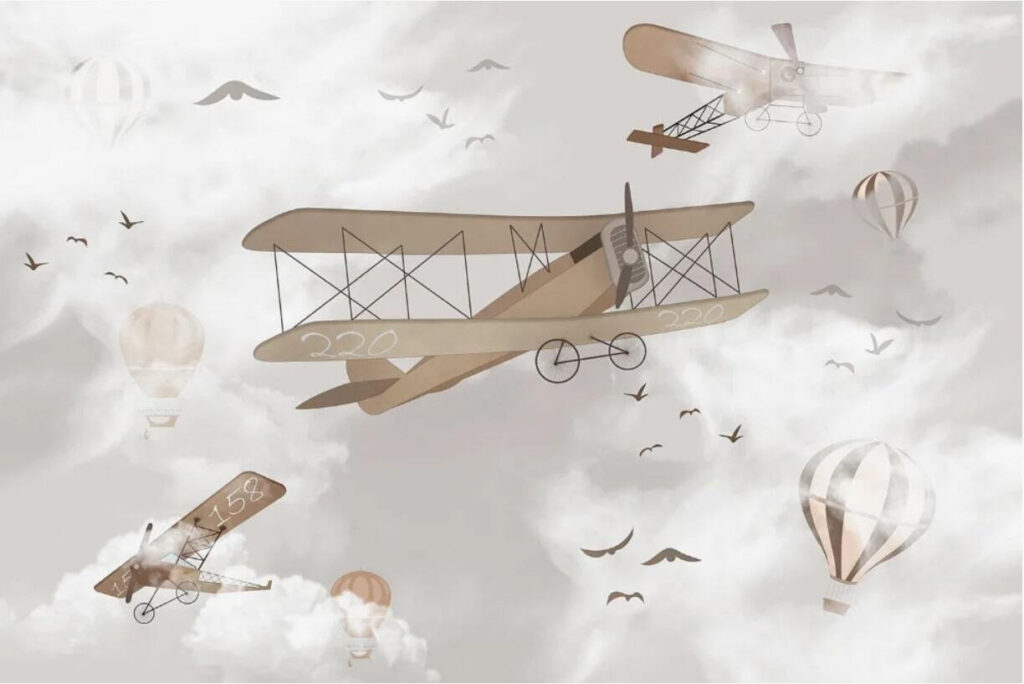Gruppe von Flugzeugen am Himmel Gruppe von Flugzeugen am Himmel