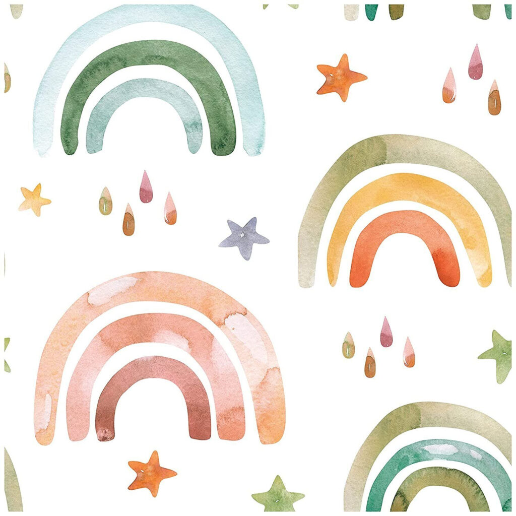 Muster aus Aquarell-Regenbögen und Sternen Muster aus Aquarell-Regenbögen und Sternen