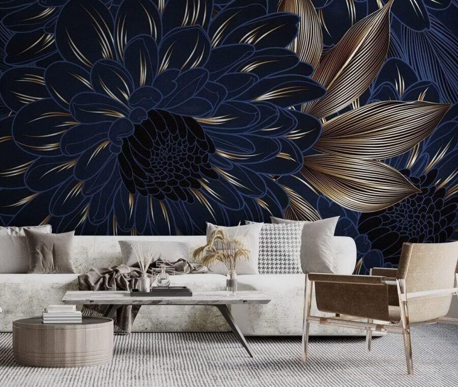 Elegantes florales Design auf dunklem Hintergrund.