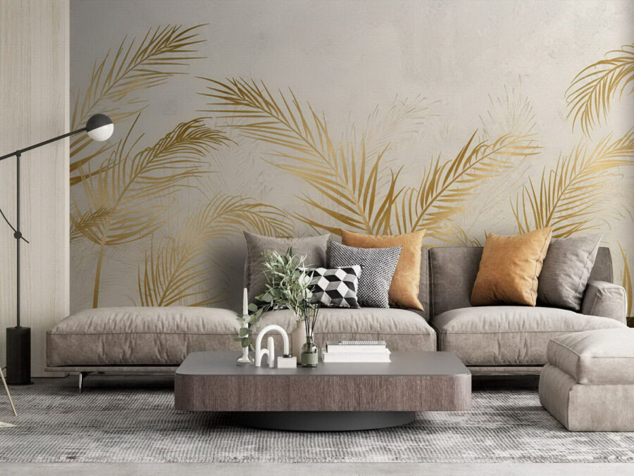 Elegante Palmblätter auf neutralem Hintergrund Elegante Palmblätter auf neutralem Hintergrund