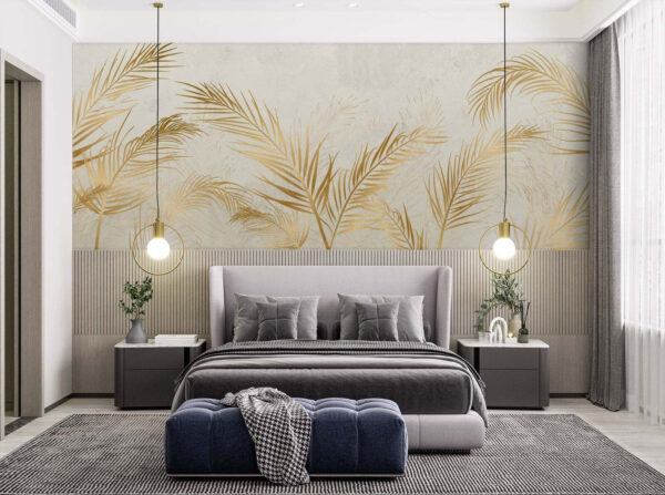 Elegante Palmblätter auf neutralem Hintergrund Elegante Palmblätter auf neutralem Hintergrund