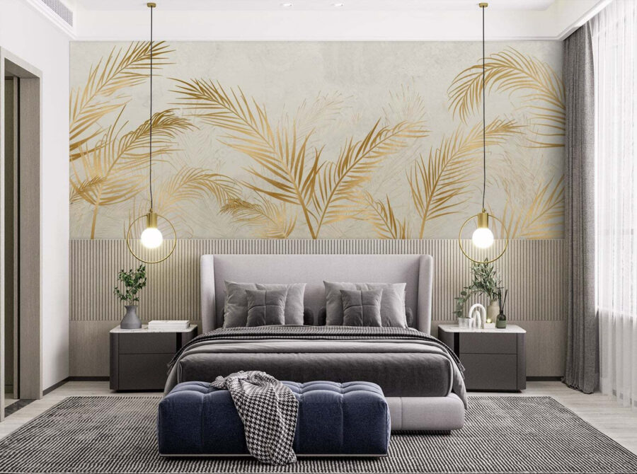 Elegante Palmblätter auf neutralem Hintergrund Elegante Palmblätter auf neutralem Hintergrund