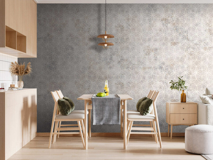 Fototapeten Weiß und grau gemusterte Wand – Bild 3
