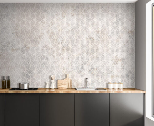 Weiß und grau gemusterte Wand Weiß und grau gemusterte Wand