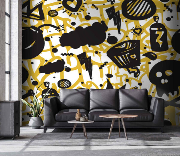 Muster von Graffiti und Gegenständen Muster von Graffiti und Gegenständen