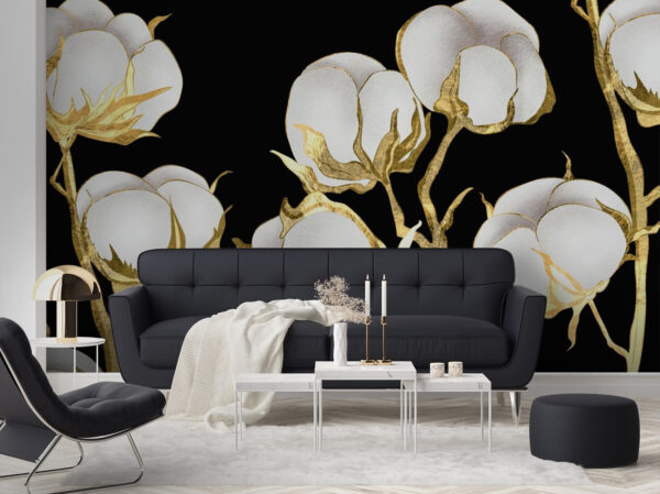 Baumwollblüten auf dunklem Hintergrund Baumwollblüten auf dunklem Hintergrund