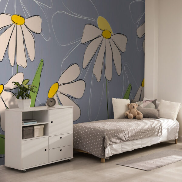 Zeichnung von Blumen auf grauem Hintergrund Zeichnung von Blumen auf grauem Hintergrund