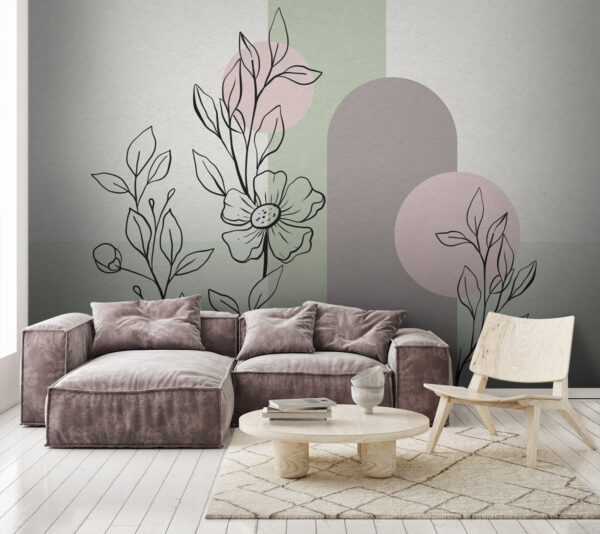 Zeichnung einer Blume und Blätter Zeichnung einer Blume und Blätter