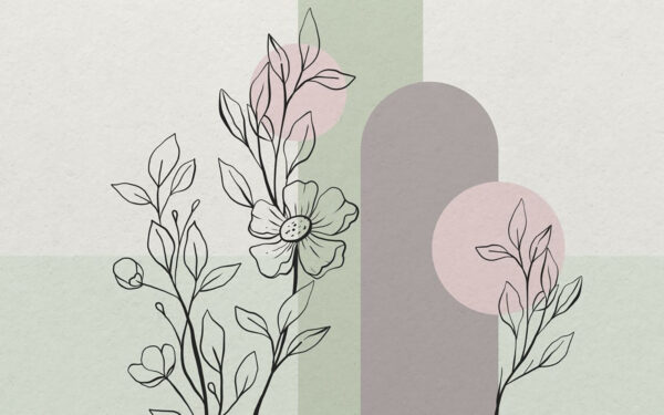 Zeichnung einer Blume und Blätter Zeichnung einer Blume und Blätter