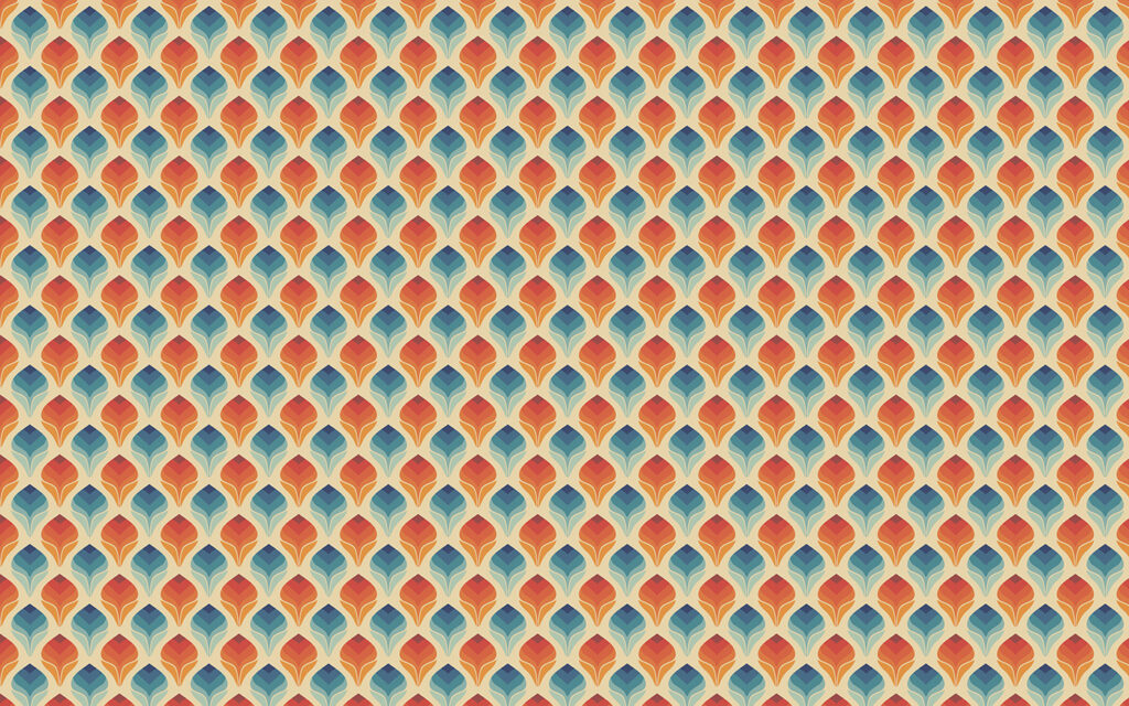 Muster aus orangefarbenen und blauen Blättern Muster aus orangefarbenen und blauen Blättern