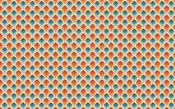 Muster aus orangefarbenen und blauen Blättern Muster aus orangefarbenen und blauen Blättern