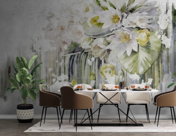 Gemälde von Blumen auf weißem Hintergrund Gemälde von Blumen auf weißem Hintergrund
