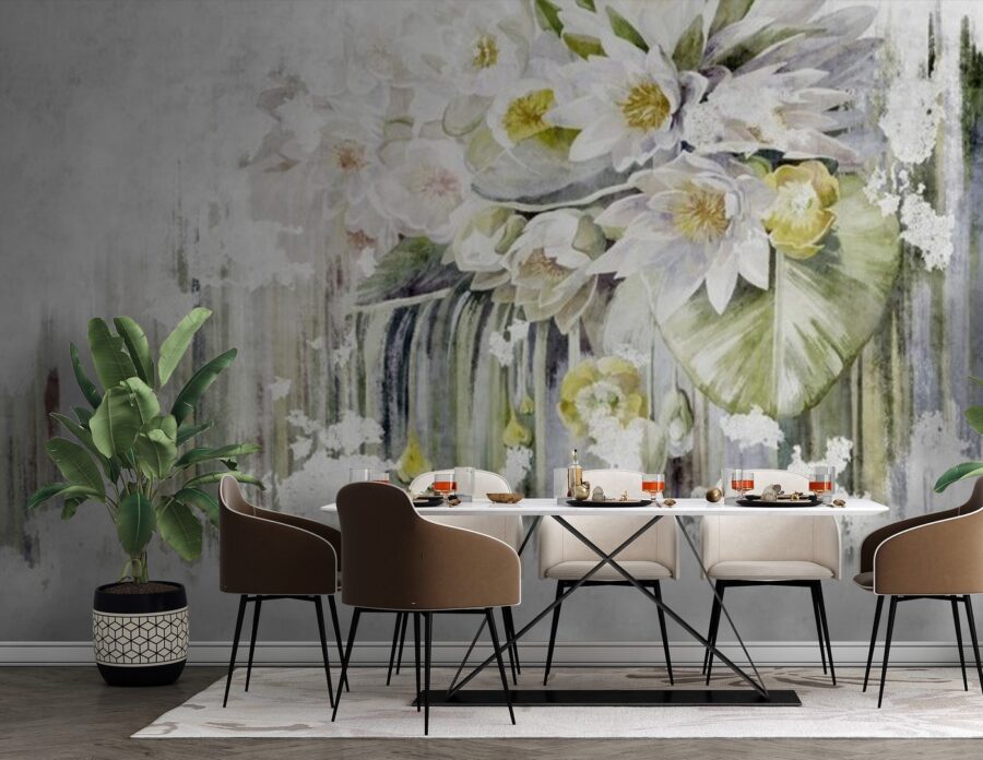 Gemälde von Blumen auf weißem Hintergrund