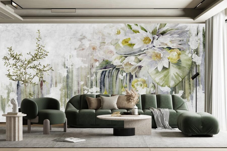 Gemälde von Blumen auf weißem Hintergrund