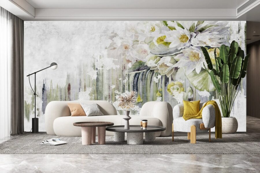 Gemälde von Blumen auf weißem Hintergrund