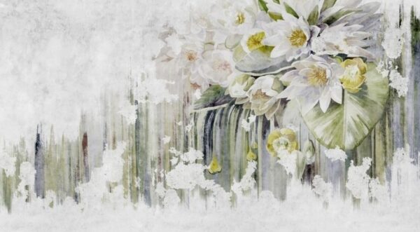Gemälde von Blumen auf weißem Hintergrund Gemälde von Blumen auf weißem Hintergrund