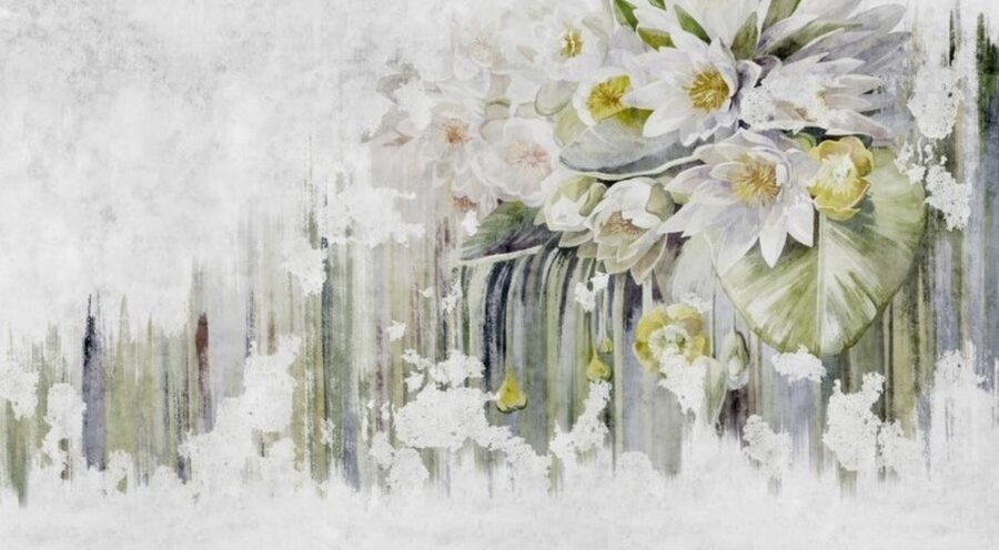 Gemälde von Blumen auf weißem Hintergrund