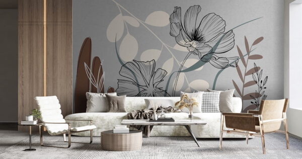 Zeichnung von Blumen und Blättern Zeichnung von Blumen und Blättern