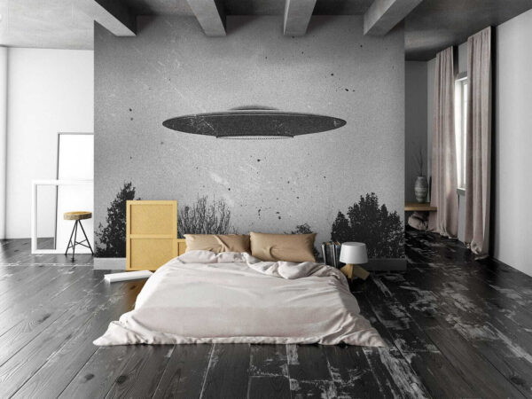 Ufo fliegt über Bäume Ufo fliegt über Bäume