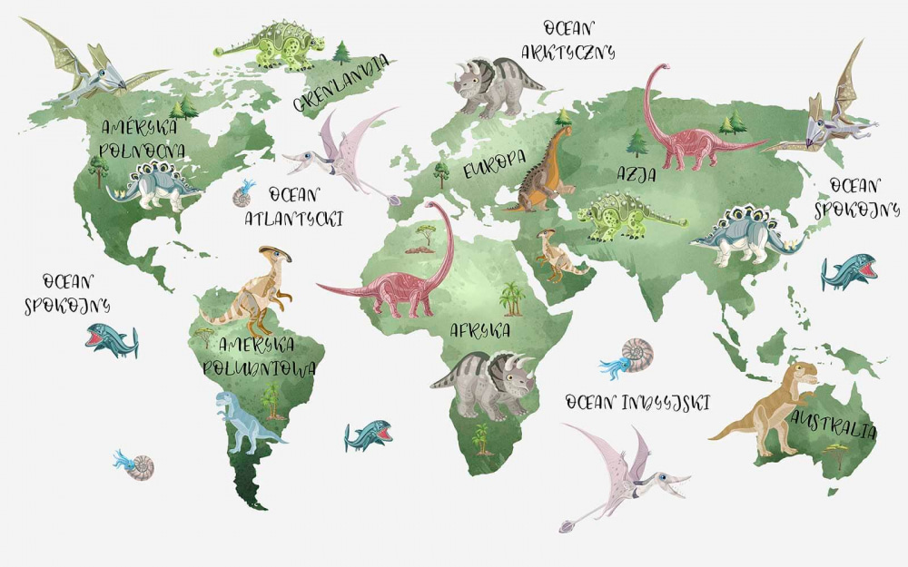 Karte der Welt mit Dinosauriern Karte der Welt mit Dinosauriern