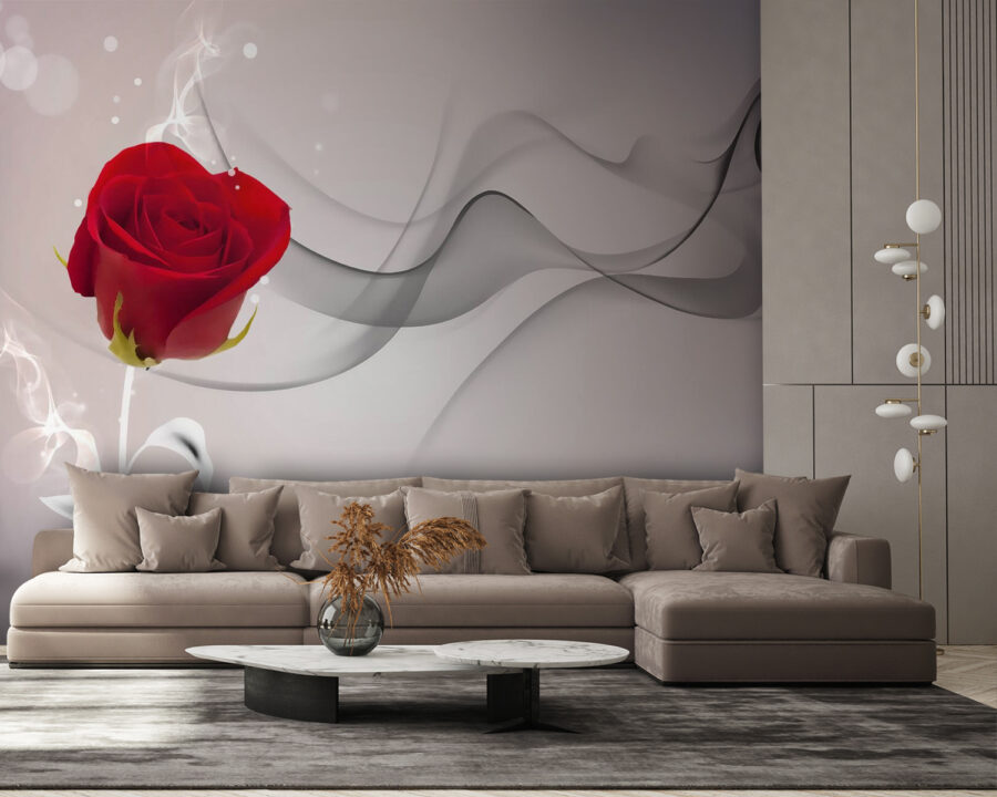 Rote Rose mit Rauch