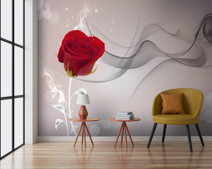 Rote Rose mit Rauch
