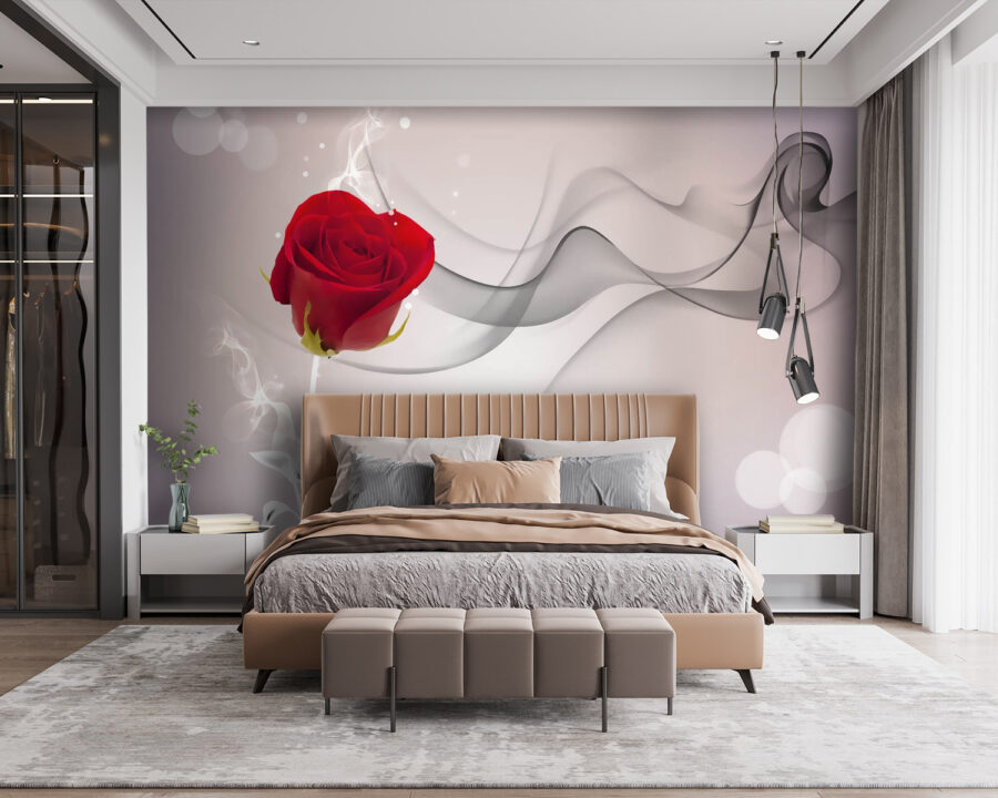 Rote Rose mit Rauch