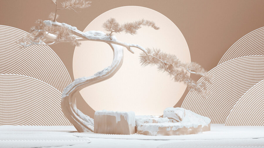 Fototapeten Baum mit Schnee auf ihm – Bild 4