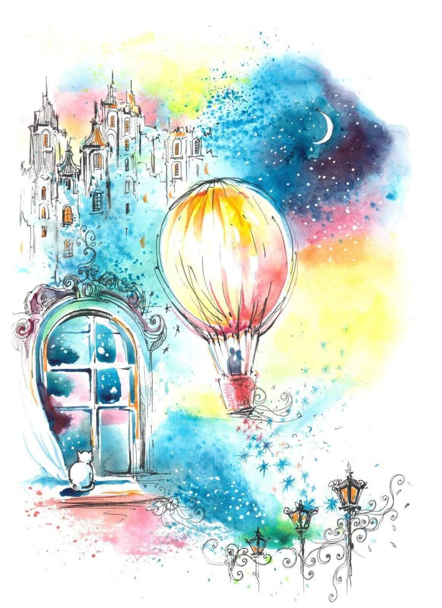 Heißluftballon am Himmel