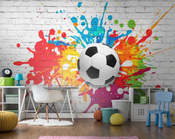 Fußball auf einer Ziegelmauer Fußball auf einer Ziegelmauer