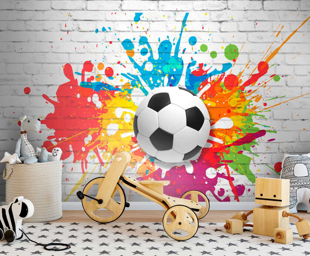 Football ball on a brick wall