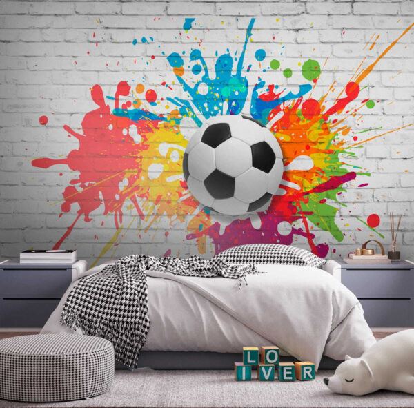 Fußball auf einer Ziegelmauer Fußball auf einer Ziegelmauer