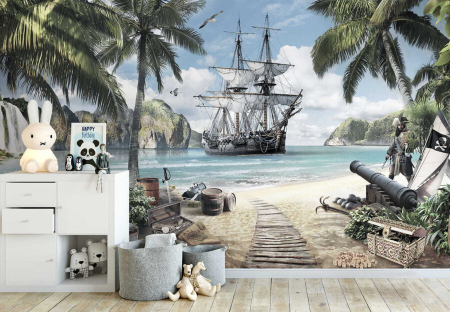 Piratenschiff am Strand