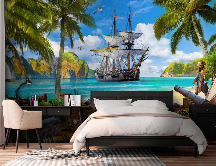 Piratenschiff am Strand