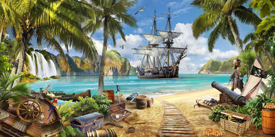 Piratenschiff am Strand