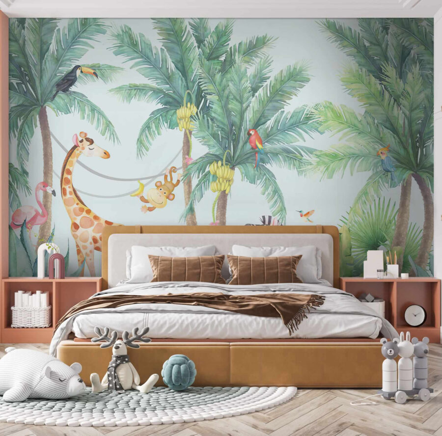 Giraffe und Zebra im Dschungel