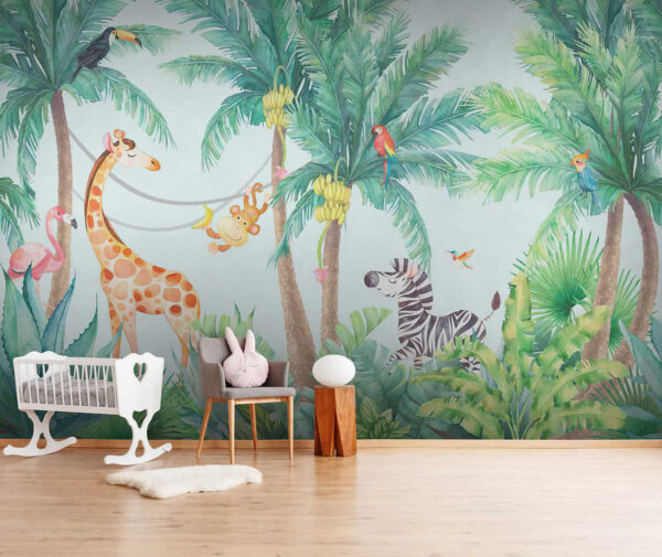 Giraffe und Zebra im Dschungel Giraffe und Zebra im Dschungel