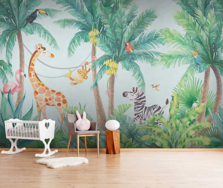 Giraffe und Zebra im Dschungel